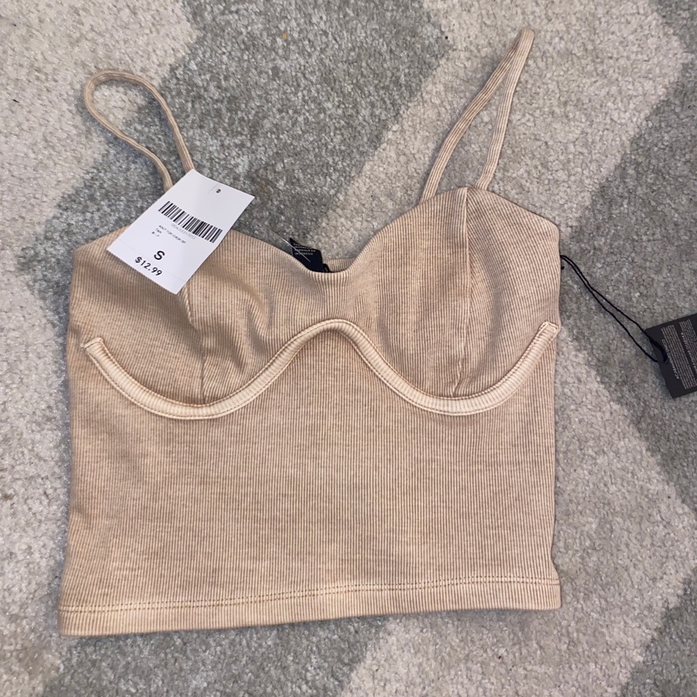 FOREVER 21 TAN KNIT CROP TOP